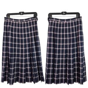 Pendleton USA Blue Pale Pink Plaid Vintage Wool Pleated Skirt 12